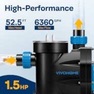 VIVOHOME 1.5 HP Powerful Self Primming 6360 GPH Swimming Pool Pump w/Timer for Inground Pool 1.5" & 2.0'' PVC Pipe Fittings Energy Saving w/Strainer Basket
