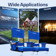 VIVOHOME Height Adjustable High Back Stadium Seat with Back Support and Cushion, Portable Bleacher Chair with Cup Holder and Shoulder Strap, Blue