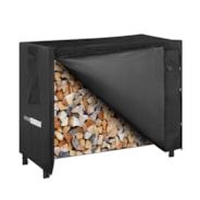 VIVOHOME 5ft Heavy Duty Indoor Outdoor Firewood Storage Log Rack with Cover Combo Set Black