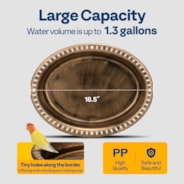 VIVOHOME Oval Polyresin Bird Bath Bowl with Metal Stake, 29 Inch Height Outdoor Freestanding Birdfeeder, Capacity 1.3 Gallons, 5-Pronged Base, Copper