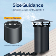 10" Cone Top Chimney Cap with Screen, Fireplace Round Chimney Cover, Galvanized Steel Exhaust Rain Caps for Outside, Easy to Install Flue Cap, Black