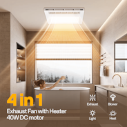 Bathroom Exhaust Fan with 1800W PTC Heater, Humidity Sensor & LED Light, Ceiling Mount Ventilation Fan, 160 CFM DC Motor, 3 Color Temperatures, Remote Control, Oscillating Louver