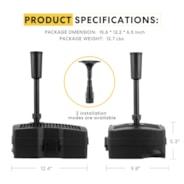 VIVOHOME 660 GPH Submersible Pond Filter Pump Fountain Kits with Sterilizer Suitable for Ponds of 1180 Gallons, Water Pump Built In