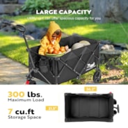VIVOHOME 200L Collapsible Wagon 300lbs Heavy Duty Folding Utility Garden Cart Foldable Beach Wagons Large Capacity for Camping Picnic - Black
