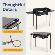 VIVOHOME 2 Burner Outdoor Propane Stove, Heavy Duty Gas Stove with 2 Side Panels and Windscreen, 150,000 BTU Camping Stove for Backyard Barbecues