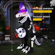 VIVOHOME 8ft Height Halloween Inflatable Lighted Skeleton Dinosaur with Flickering Red Eyes and Speaker Blow up Outdoor Lawn Yard Decoration