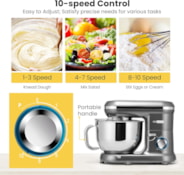 VIVOHOME Electric Stand Mixer 660W 10 Speed 6 Quart Gray