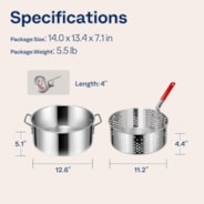 VIVOHOME 10Qt Stainless Steel Fish Fryer Pot with Thermometer and Lid, Deep Fryer with 6.7Qt Basket for Cooking Chicken Wings, Seafood, French Fries