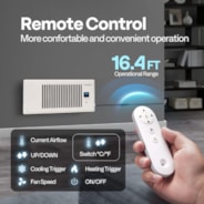 VIVOHOME 4" x 12" Opening Smart Vent Register Booster Fan with Intelligent Thermostat & 10-Speed Remote Control - 13.8" x 5.5" Vent Cover for Room, Floor, Wall - White