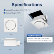 VIVOHOME AutoFlow Bathroom Exhaust Fan with Humidity Sensor (30-110-160CFM) - Energy-Saving EC Motor, Dual Insulation, Constant Airflow Technology (Install Kit, 4-in Duct Included)