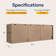 VIVOHOME 12ft Firewood Log Rack Cover, Heavy Duty 600D Oxford, Double Layer Outdoor Weather Resistant Fire Wood Storage Holder Cover with Zipper and Hook Loop Tape, Brown