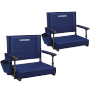 VIVOHOME Stadium Seats with Back Support and Cushion, 2 Pack Portable Bleacher Chairs with Cup Holder and Shoulder Strap