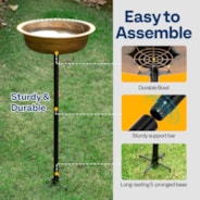 VIVOHOME Polyresin Bird Bath Bowl with Metal Stake, 29 Inch Height Outdoor Freestanding Birdfeeder, Capacity 1.4 Gallons, 5-Pronged Base, Copper