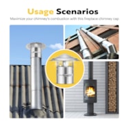 VIVOHOME 4" Cone Top Chimney Cap with Screen, Round Roof Rain Chimney Cover, Galvanized Steel Fireplace Exhaust Cap, Adjustable Roof Cap for Vent