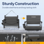 VIVOHOME 2 Pack Portable Stadium Seats with Back Support and Cushion Gray