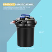 VIVOHOME Bio Pressure Pond Filter with 13W Light, 2630 GPH Suitable for Koi Ponds up to 1300 Gallons or Ornamental Ponds up to 2600 Gallons