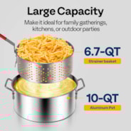 VIVOHOME 10Qt Aluminum Fish Fryer Pot with 6.7Qt Strainer Basket