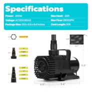 VIVOHOME 200W 2600GPH Submersible Water Pump with Barrier Bag, 20ft High Lift for Waterfall Fountains Fish Tank Pond