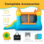 VIVOHOME Inflatable Bounce House Bouncer Jumping Castle with Slide 370W Air Blower for Kids Outdoor Backyard Indoor