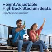 VIVOHOME Height Adjustable High Back Stadium Seats with Back Support and Cushion, 2 Pack Portable Bleacher Chairs with Cup Holder and Shoulder Strap, Black