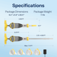 VIVOHOME Cordless Pool Vacuum with Telescopic Pole, Powerful Suction up to 18.5 GPM, 60 Mins Running Time, Handheld Rechargeable Swimming Pool Cleaner for Pools/Spas/Hot Tubs - Yellow