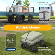 VIVOHOME Heavy Duty 880 Lbs Capacity Mesh Steel Garden Cart Folding Utility Wagon with Removable Sides and 4.10/3.50-4 inch Wheels (Grey)