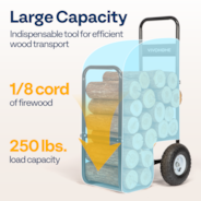 VIVOHOME Firewood Log Cart Carrier with Rubber Wheels and 600D Oxford Cloth, 250 LB Capacity Heavy Duty Steel Dolly Hauler, Rolling Wood Rack Storage Mover for Easy Transport Indoor Outdoor Use