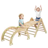 VIVOHOME 8 in 1 Pikler Triangle Set Wooden Climbing Toys for Toddlers Montessori Climbing Set Indoor Play Gym for Kids