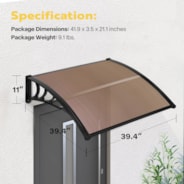 VIVOHOME Polycarbonate Window Door Awning Spliced Canopy Brown with Black Bracket 40 Inch x 40 Inch