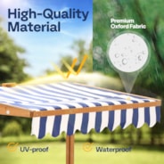 VIVOHOME 47.6 Inch x 46.5 Inch Wooden Sandbox with 2 Plastic Side Containers, Kids Sandbox with Rotatable UV-Resistant Canopy for Home Backyard Beach Outdoor