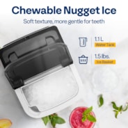 VIVOHOME Countertop Nugget Ice Maker Machine With Hand Scoop 10 Ice Bags 33lbs/Day,Black