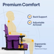 VIVOHOME Stadium Seat with Back Support and Cushion, Portable Bleacher Chair with Cup Holder and Shoulder Strap, Purple
