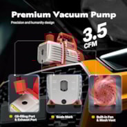 VIVOHOME 110V 1/4 HP 3.5CFM Single Stage Rotary Vane Air Vacuum Pump and AC Manifold Gauge Set Kit with Thermometer for R134a R12 R22 R502 R410a HVAC Air Conditioning Refrigeration Recharging Red