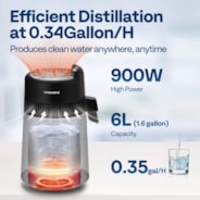 VIVOHOME Water Distiller Countertop 1.6 Gallon/6L 900W Distilled Water Machine with Smart Switch Purifier Filter for Home Office, Black