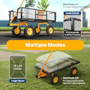 VIVOHOME Heavy Duty 550 Lbs Capacity Mesh Steel Garden Cart Folding Utility Wagon with Removable Sides (Black)