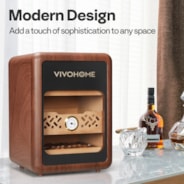 VIVOHOME Cigar Humidor 3 Shelves, 200 Counts Cigar Humidor Cabinet with Light, Spanish Cedar Wood Inner Shelves and Drawer, Accurate Hygrometer, Humidifier, for Men Brown