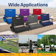 VIVOHOME Stadium Seat with Back Support and Cushion, Portable Bleacher Chair with Cup Holder and Shoulder Strap, Navy Blue