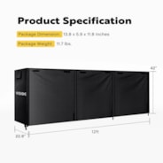 VIVOHOME 12ft Firewood Log Rack Cover, Heavy Duty 600D Oxford Outdoor Weather Resistant Fire Wood Storage Holder Cover with Zipper and Hook Loop Tape