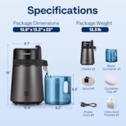 VIVOHOME Water Distiller Countertop 1.6 Gallon/6L 900W Distilled Water Machine with Smart Switch Purifier Filter for Home Office, Black