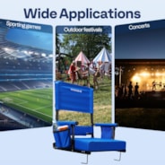 VIVOHOME Height Adjustable High Back Stadium Seats with Back Support and Cushion, 2 Pack Portable Bleacher Chairs with Cup Holder and Shoulder Strap, Blue