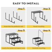 VIVOHOME RV Steps with Handrail, 3 Steps Mobile Home Ladder Portable Stairs for RV, Hot Tub, Outdoor Spa