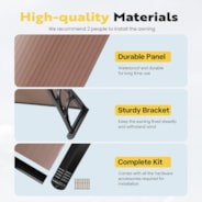 VIVOHOME Polycarbonate Window Door Awning Spliced Canopy Brown with Black Bracket 40 Inch x 80 Inch