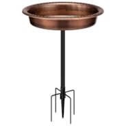 VIVOHOME Oval Polyresin Bird Bath Bowl with Metal Stake, 29 Inch Height Outdoor Freestanding Birdfeeder, Capacity 1.3 Gallons, 5-Pronged Base, Bronze