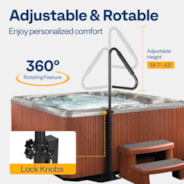 VIVOHOME 360 Rotatable Hot Tub Safety Handrail, Height Adjustable 34.7'' to 63'', Slide-Under Base Spa Step Handle 600 LBS Load/Rubber Sponge for Indoor Outdoor