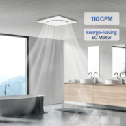 Bathroom Exhaust Fan with Energy-Saving EC Motor - 110 CFM Constant Airflow Technology, Dual Insulation, 10.2-inch Ceiling Opening (Install Kit, 4-in Duct Included)