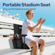 VIVOHOME Stadium Seat with Back Support and Cushion, Portable Bleacher Chair with Cup Holder and Shoulder Strap, Black