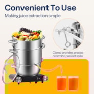 VIVOHOME Fruit Vegetables Juicer Steamer Pot 11Qt with Tempered Glass Lid, Hose, Clamp, Loop Handles