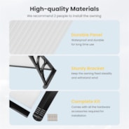 VIVOHOME Polycarbonate Window Door Awning Canopy Transparent with Black Bracket 40 Inch x 120 Inch