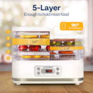VIVOHOME Electric 5 Trays Food Dehydrator Machine with 72H Digital Timer and Temperature Control White