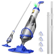 VIVOHOME Cordless Pool Vacuum with Telescopic & Extension Poles 9.12ft, 18.5 GPM Suction, 60-Min Run Time, Handheld Cleaner Rechargeable with Battery Indicator for Pools/Spas/Hot Tubs - Blue